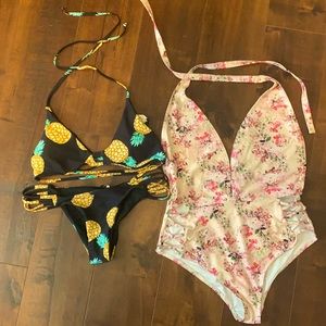 Floral one piece +cupshe strappy bikini